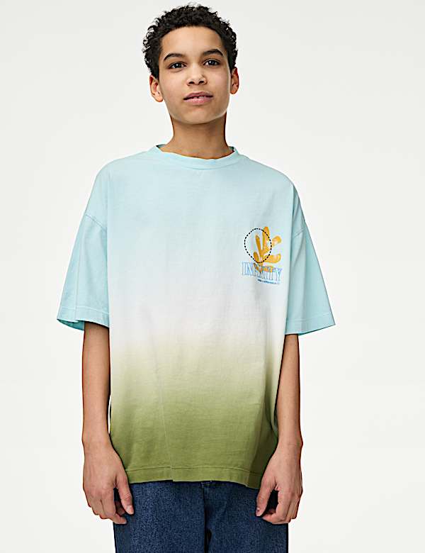 Pure Cotton Ombre Slogan T-shirt (2-16 Yrs)