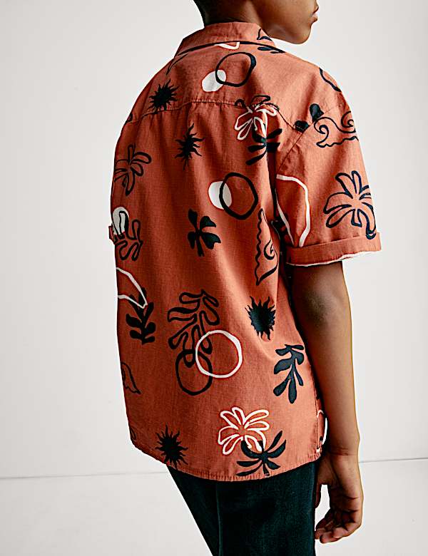 Kemeja Katun Murni Motif Palem (2-16 Thn) - ID