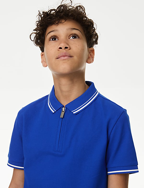 Pure Cotton Half Zip Polo Shirt (6-16 Yrs)