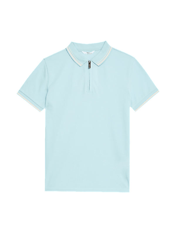 Pure Cotton Half Zip Polo Shirt (6-16 Yrs)