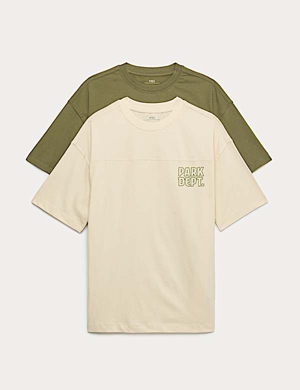 2 Pack Pure Cotton Graphic T-Shirts (6-16 Yrs)