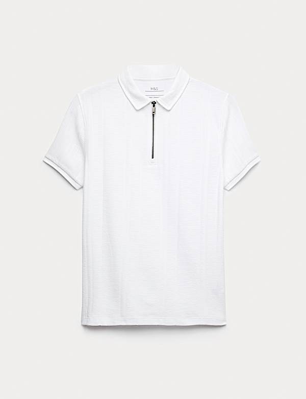 Pure Cotton Quarter Zip Polo Top (6-16 Yrs) - CY