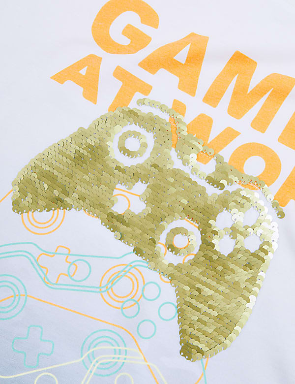 Sequin Gamer T-Shirt with Cotton (6-16 Yrs)