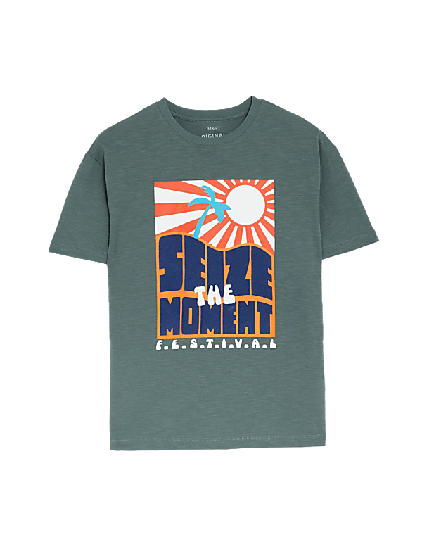 Pure Cotton Festival Slogan T-Shirt (6-16 Yrs)