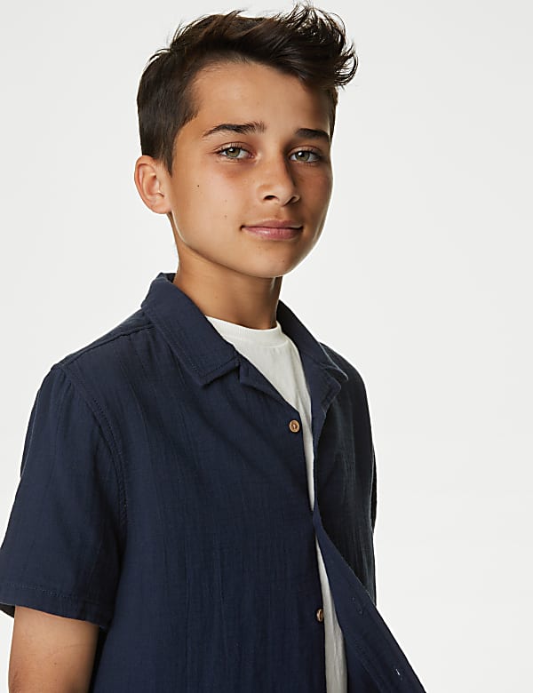 2pc Pure Cotton Shirt & T-Shirt Set (6-16 Yrs)