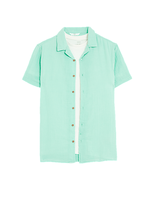 2pc Pure Cotton Shirt & T-Shirt Set (6-16 Yrs)
