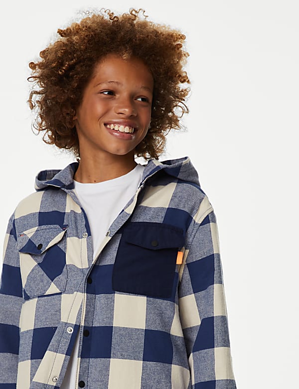 2pc Pure Cotton Checked Shirt & T-Shirt (6-16 Yrs)