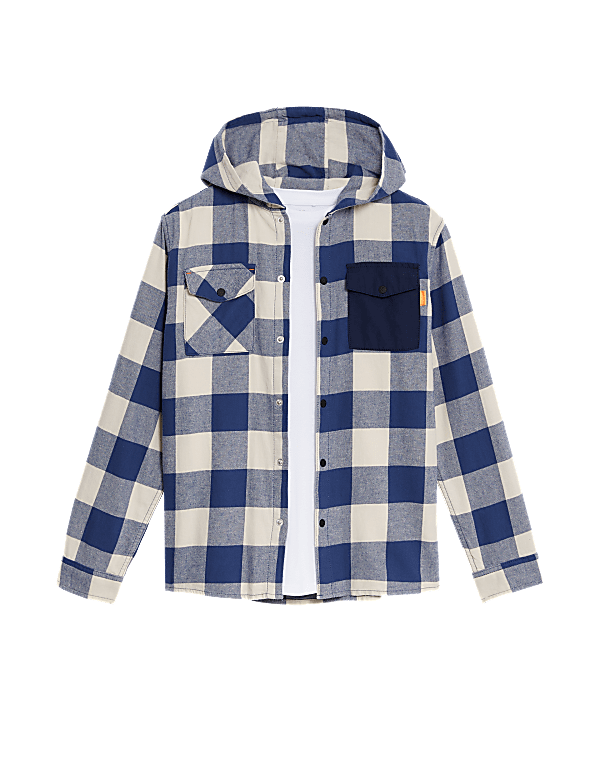 2pc Pure Cotton Checked Shirt & T-Shirt (6-16 Yrs)