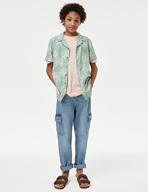 2pc Palm Print Shirt and T-Shirt Set(6-16 Yrs)