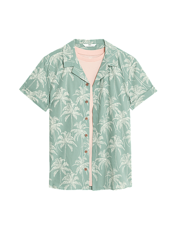 2pc Palm Print Shirt and T-Shirt Set(6-16 Yrs)