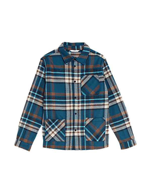 Pure Cotton Checked Shacket (6-16 Yrs)