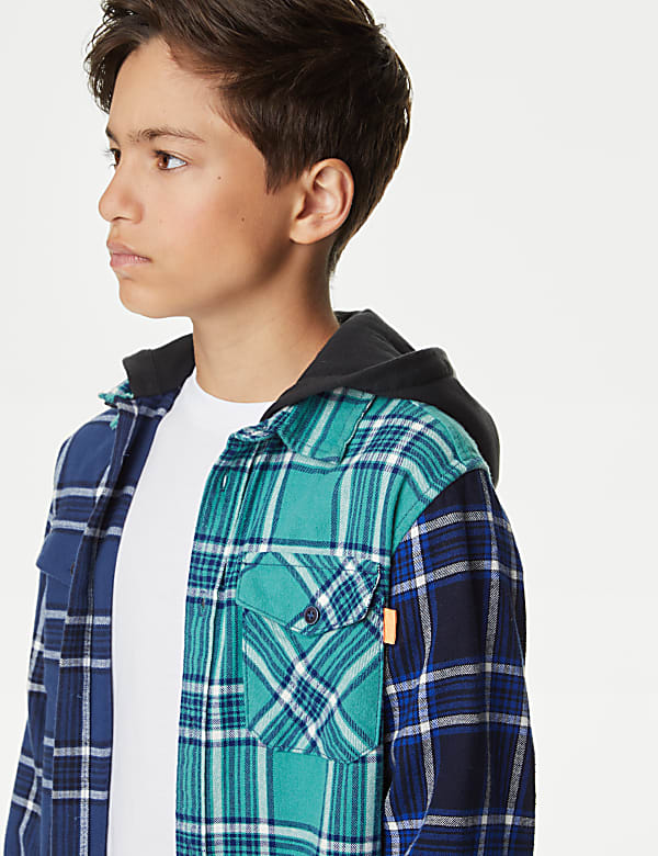 Hooded check shirt top