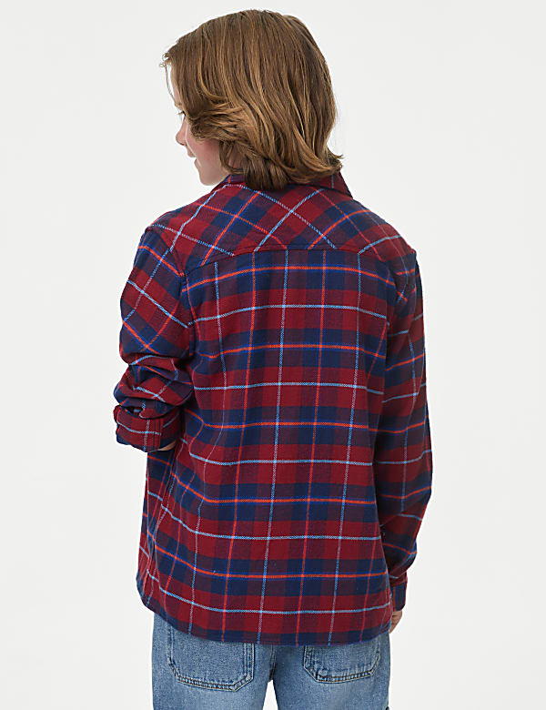 2pc Pure Cotton Checked Shirt & T-Shirt Set (6-16 Yrs)