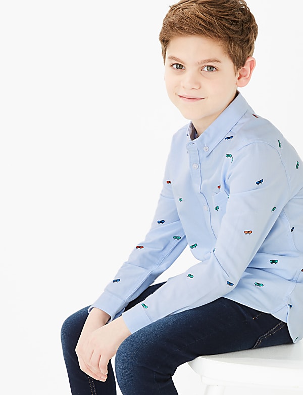 Pure Cotton Skateboard Print Shirt