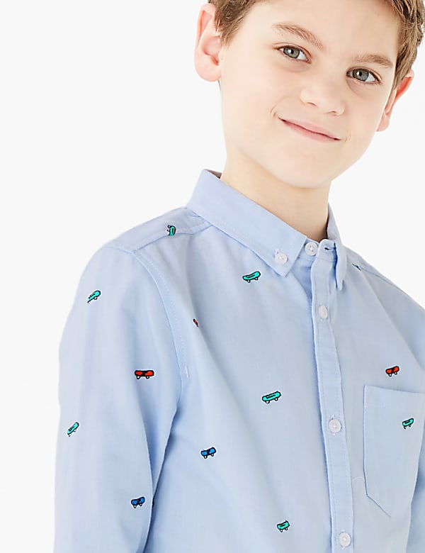 Pure Cotton Skateboard Print Shirt