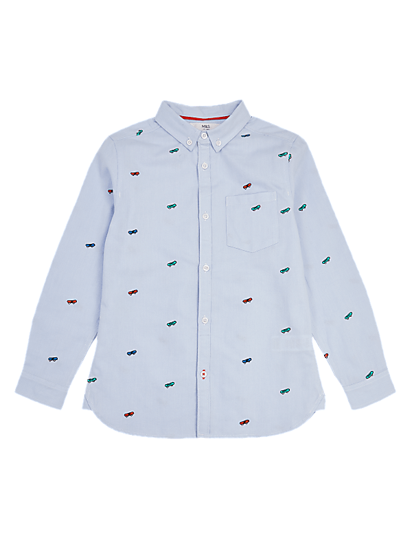 Pure Cotton Skateboard Print Shirt