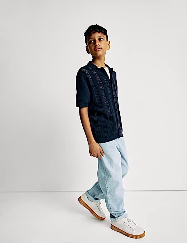 Pure Cotton Knitted Textured T-Shirt (6-16 Yrs)