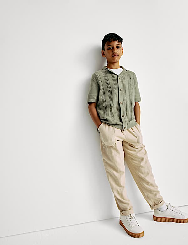Pure Cotton Knitted Textured T-Shirt (6-16 Yrs)