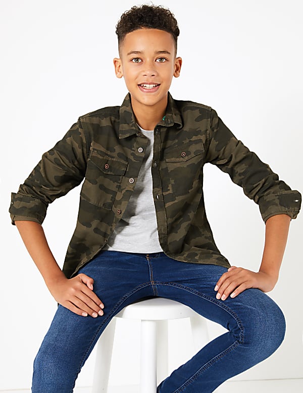 2 Piece Cotton Camo Shirt with T-Shirt (6-16 Yrs)