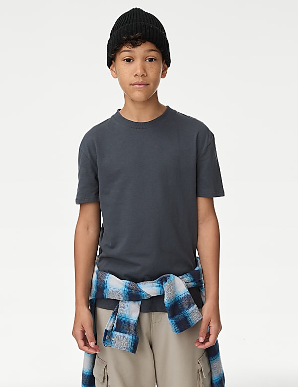 2-delige set met geruit overhemd en T-shirt van zuiver katoen (6-16 jaar) - NL