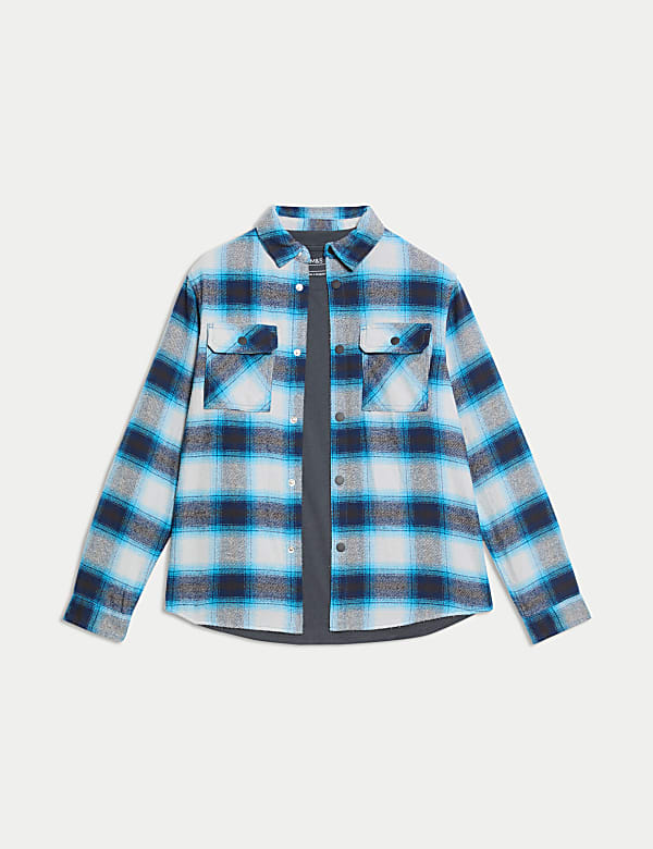 2-delige set met geruit overhemd en T-shirt van zuiver katoen (6-16 jaar) - NL