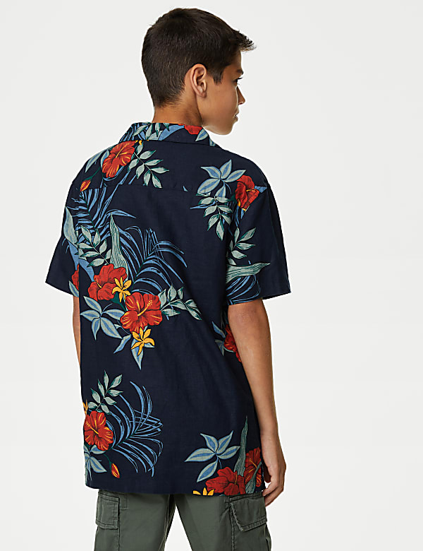 Linen Blend Floral Shirt (6-16 Yrs)