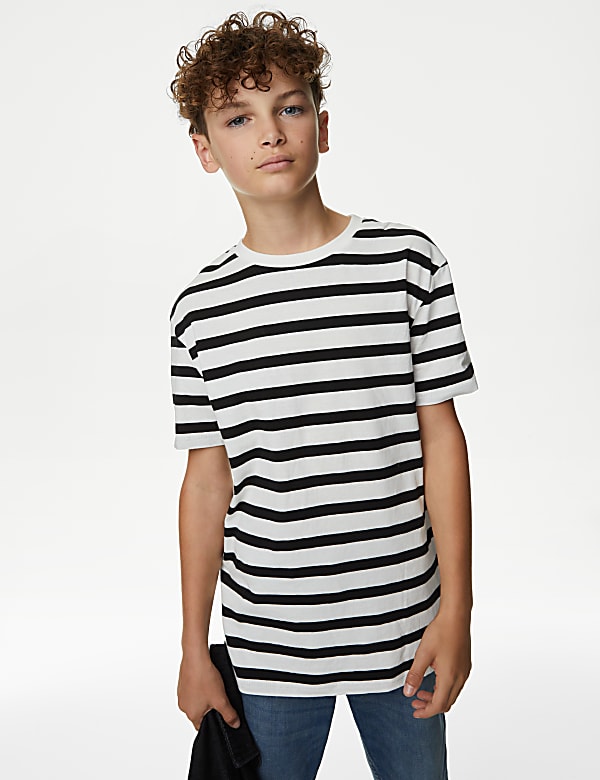 2pc Pure Cotton Striped Shirt & T-Shirt Set (6-16 Yrs)