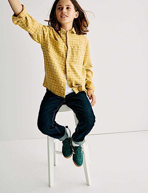 Pure Cotton Micro Check Shirt (6-16 Yrs)