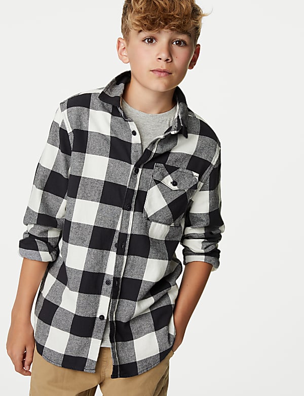 2pc Pure Cotton Checked Shirt and T-Shirt (6-16 Yrs)
