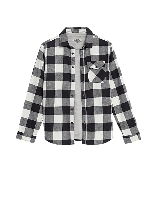 2pc Pure Cotton Checked Shirt and T-Shirt (6-16 Yrs)