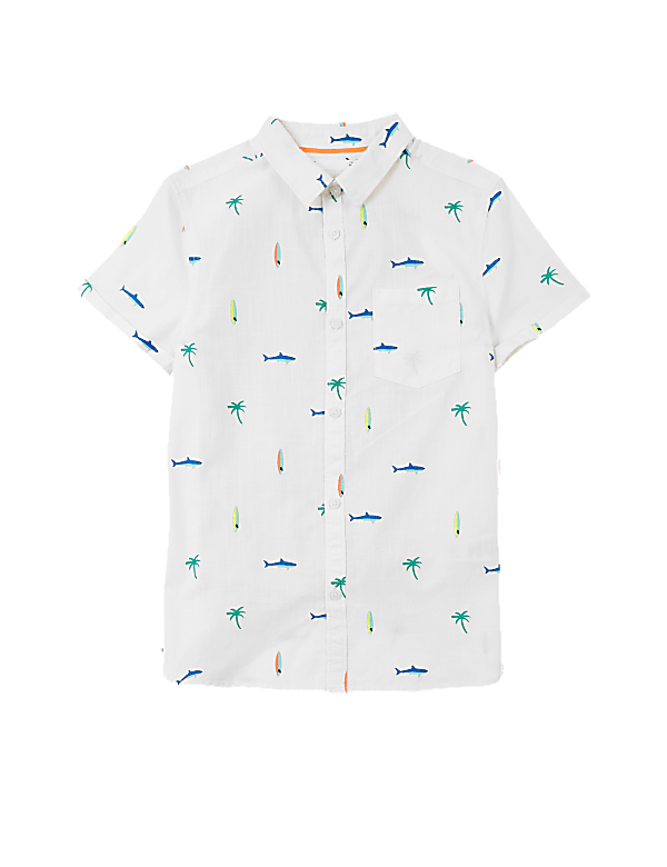 Pure Cotton Shark Print Shirt (6-16 Yrs)