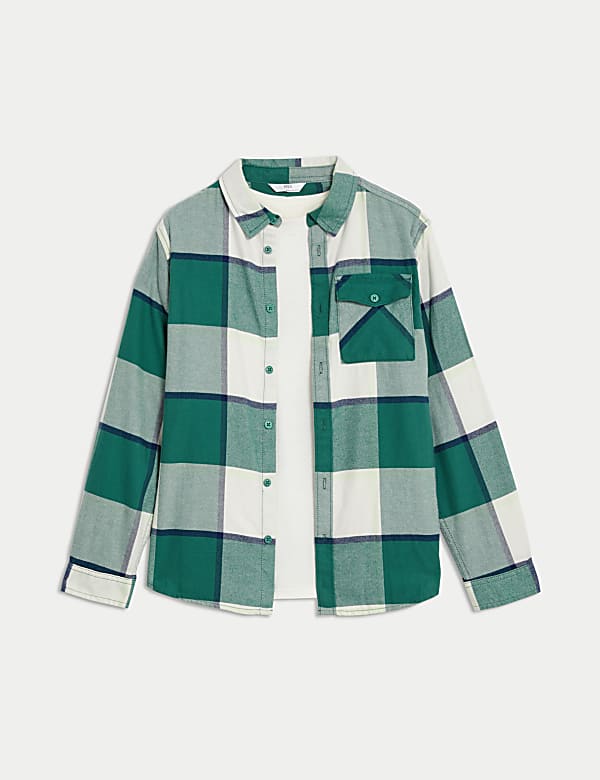 2pc Pure Cotton Shirt & T-Shirt Set (6-16 Yrs) - GR