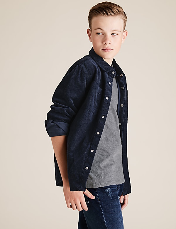 2 Piece Cotton Cord Shirt & T-Shirt Set (6-16 Yrs)