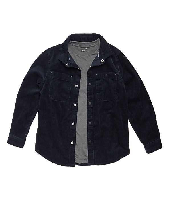 2 Piece Cotton Cord Shirt & T-Shirt Set (6-16 Yrs)
