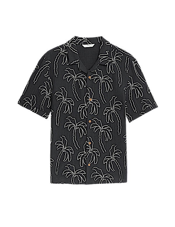 Pure Cotton Textured Palm Tree Shirt (2-16 Yrs)