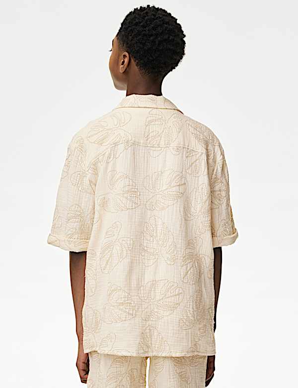 Pure Cotton Textured Palm Tree Shirt (2-16 Yrs)