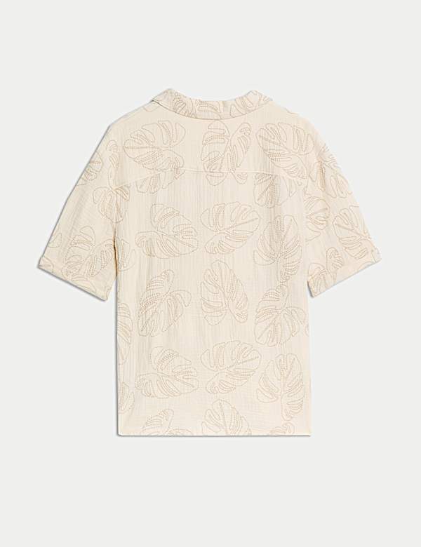 Pure Cotton Textured Palm Tree Shirt (2-16 Yrs)
