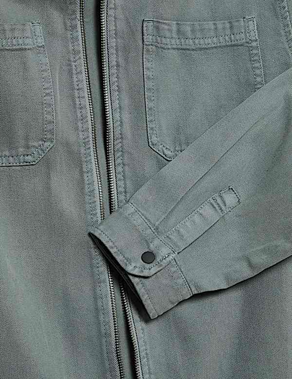 Cotton Blend Hooded Zip Shacket (6-16 Yrs)