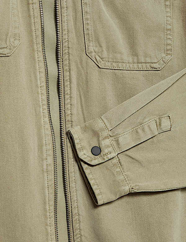 Cotton Blend Hooded Zip Shacket (6-16 Yrs)