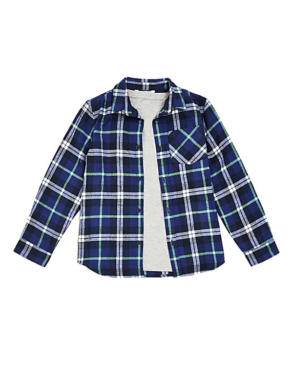 Pure Cotton Shirt & T-Shirt Set (6-14 Yrs)