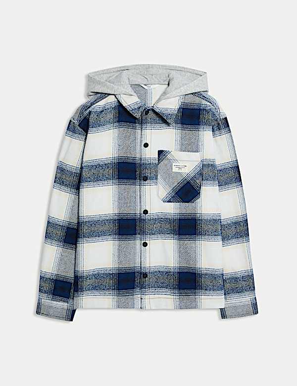 Cotton Rich Checked Hooded Shirt (6-16 Yrs)