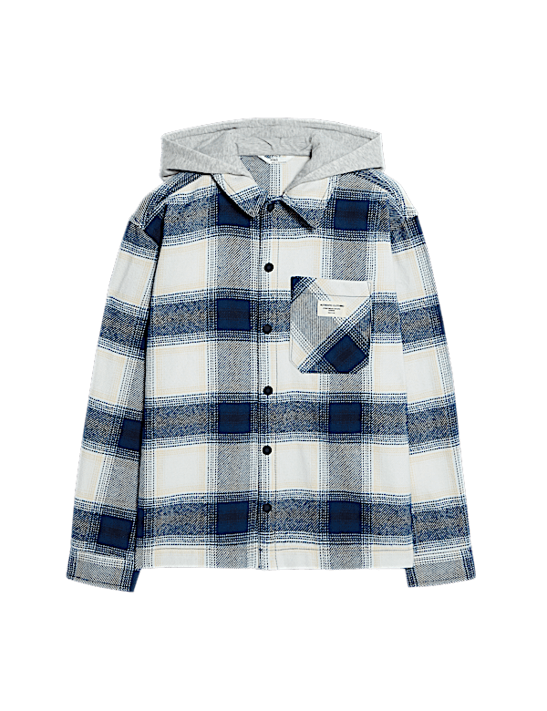 Cotton Rich Checked Hooded Shirt (6-16 Yrs)