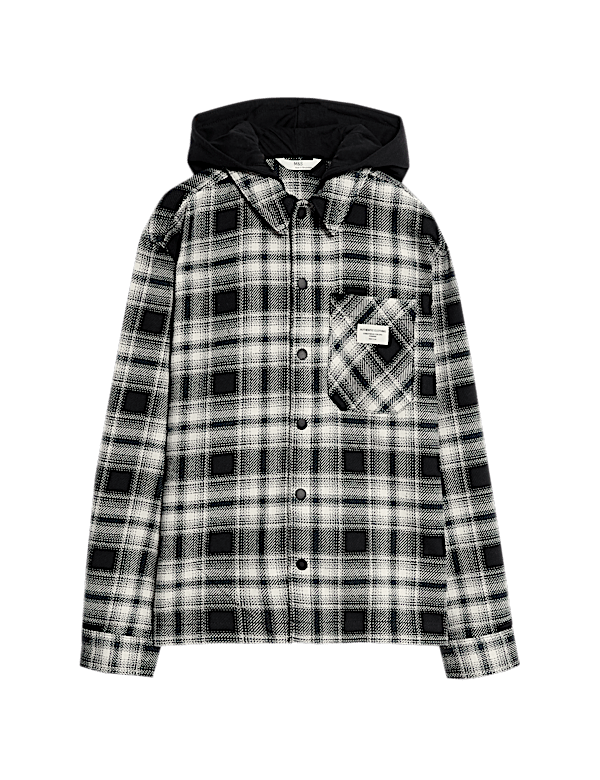 Cotton Rich Checked Hooded Shirt (6-16 Yrs)