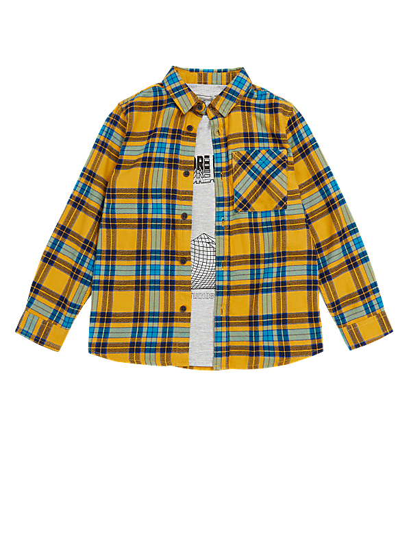 Cotton Checked Shirt with T-Shirt (6-14 Yrs)