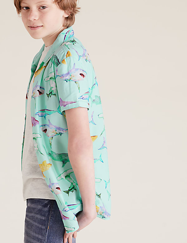 2pc Cotton Shark Shirt & T-Shirt (6-16 Yrs)