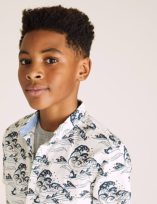 Pure Cotton Wave Print Shirt (6-16 Yrs)