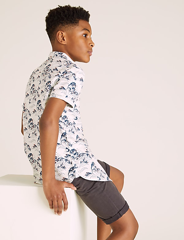 Pure Cotton Wave Print Shirt (6-16 Yrs)