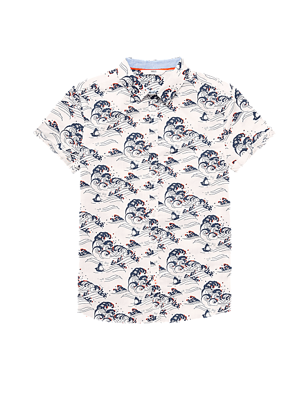Pure Cotton Wave Print Shirt (6-16 Yrs)