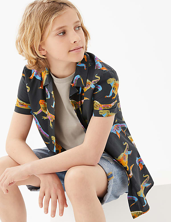 Cotton Rich Iguana Print Shirt with T-Shirt (6-16 Yrs)