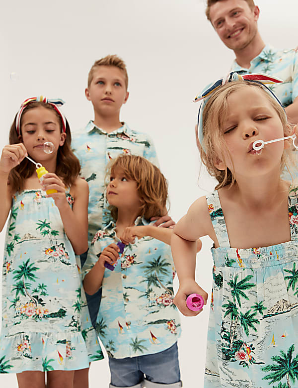 Linen Rich Hawaiian Print Shirt (6-16 Yrs)